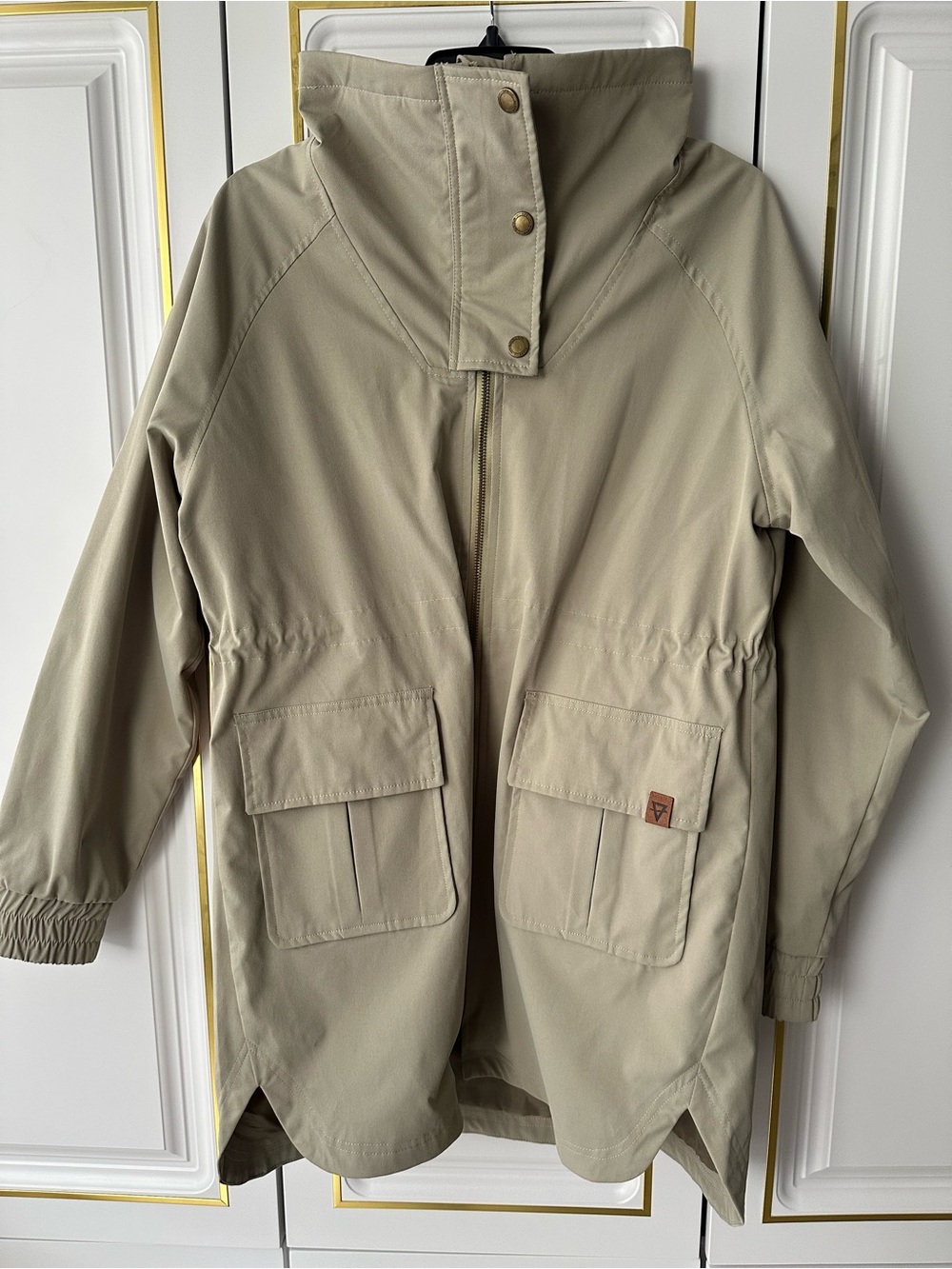 Women’s Beige Parka Utility Jacket - Cinched Waist